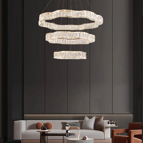 Modern crystal chandelier with elegant LED design - vue 3 sur 13