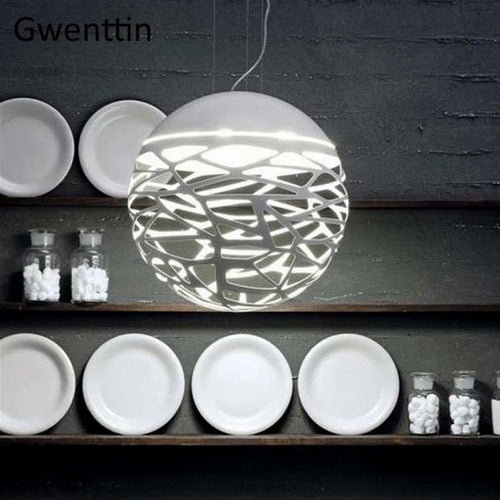 Modern hollow iron pendant light bird cage industrial decoration - vue 4 sur 8