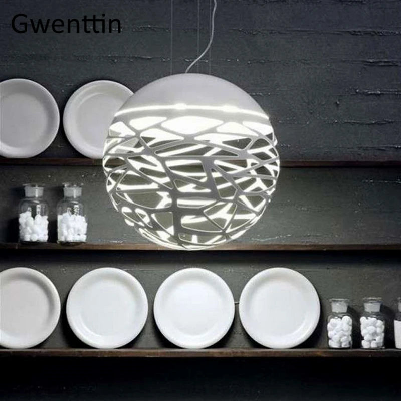 Modern hollow iron pendant light bird cage industrial decoration - vue 3 sur 8