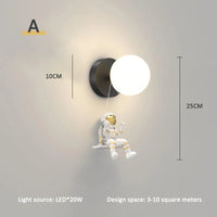 Astronaut and moon wall light for children's room