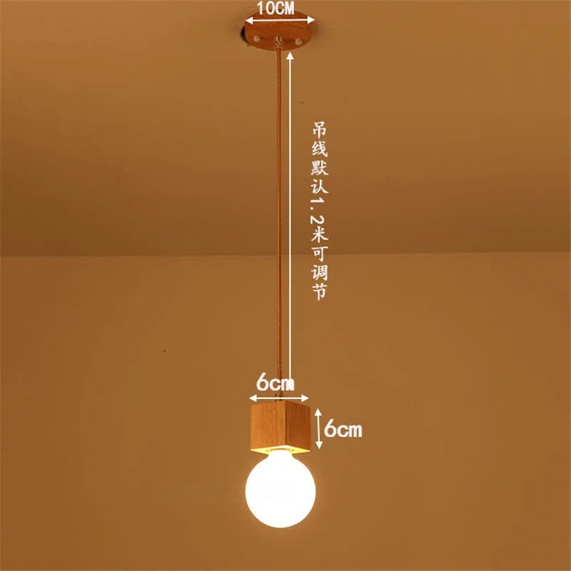 Vintage oak wood pendant light modern design