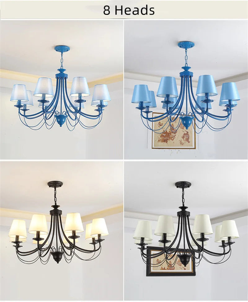 lustre en fer forgé noir et blanc design intérieur moderne - vue 3 sur 23