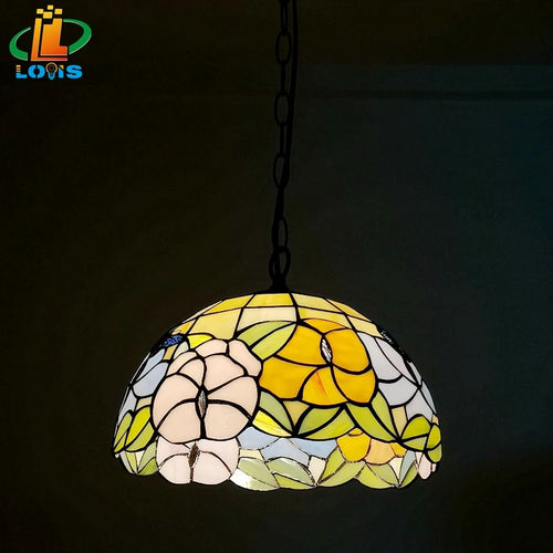 Rustic butterfly and flower chandelier tiffany style for restaurant - vue 3 sur 6