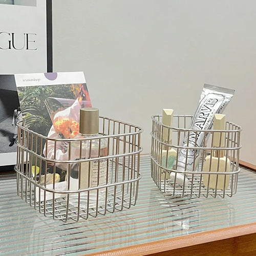 Square stainless steel storage basket for organising your home - vue 2 sur 8