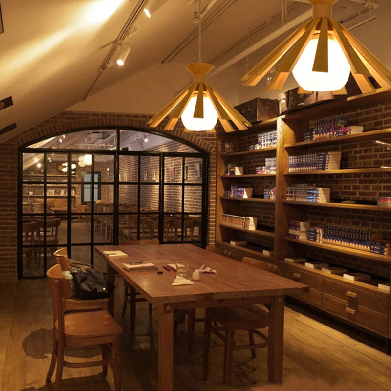 Nordic wooden LED pendant light for interior decoration 2024