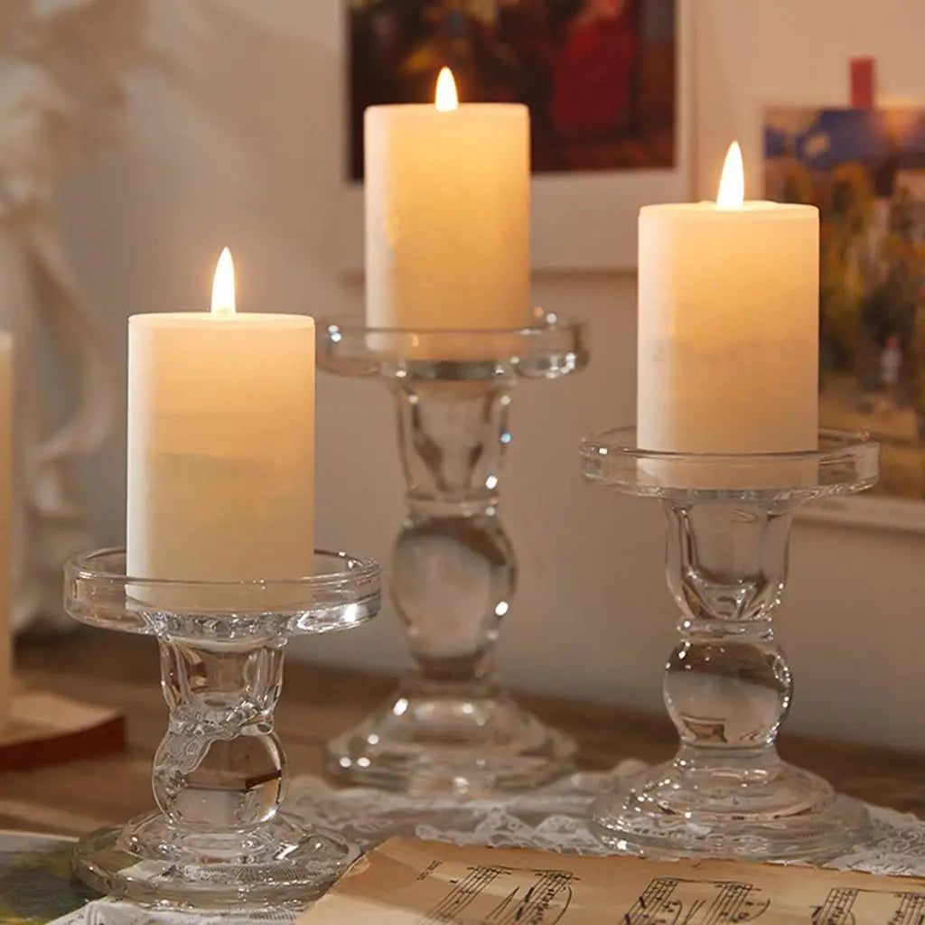 Clear glass candle holders for home decor and events