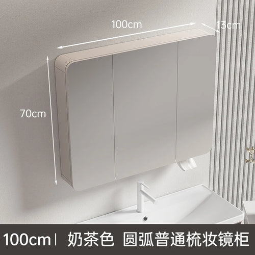 circular aluminum wardrobe with mirror, smart lighting and storage - vue 25 sur 32