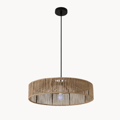Southeast Asian style rattan pendant light with adjustable cord - vue 7 sur 8