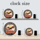 retro wooden wall clock with decorative bottle cap pattern