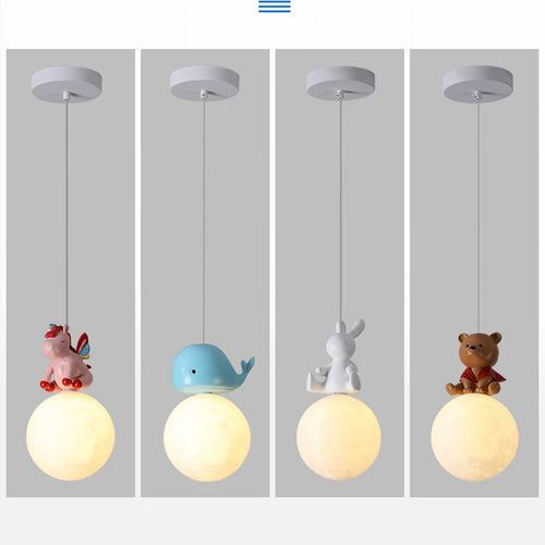 Children's animal design pendant light horse bear rabbit whale - vue 5 sur 10