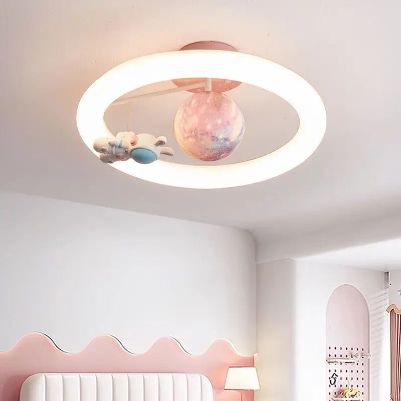 Creative space rabbit ceiling light for students