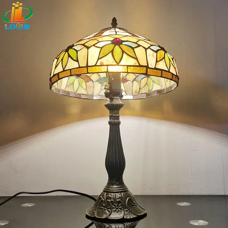 Tiffany style designer table lamp for reading and eye protection