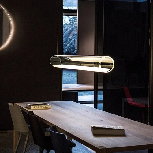 Modern clear glass chandelier with LED lighting - vue 4 sur 7