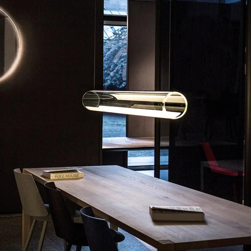 Modern clear glass chandelier with LED lighting - vue 3 sur 7