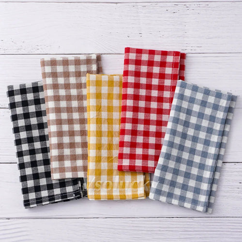 Gingham cotton napkin 42x42 cm country style - vue 4 sur 7