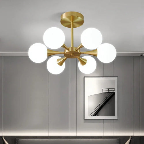 Nordic white glass chandelier for indoor lighting - vue 2 sur 23