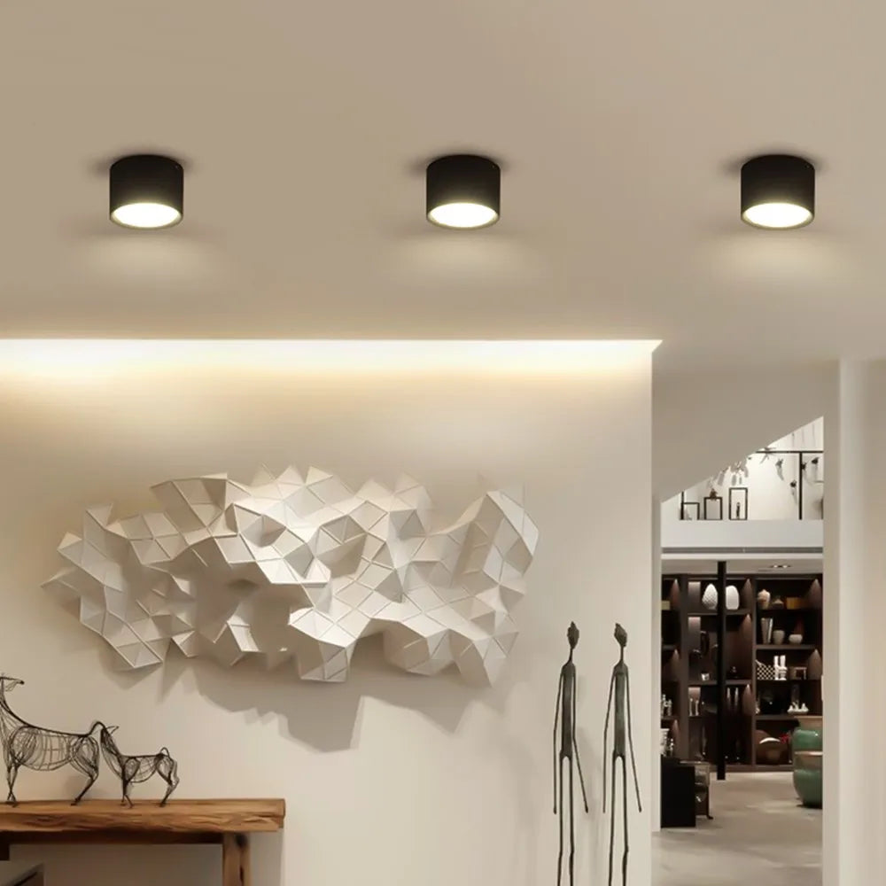 Mini LED dimmable wood grain surface mounted ceiling downlight, home, bedroom, decorative spotlight for living room 220V 110V - vue 3 sur 11