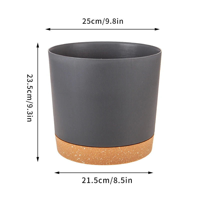 Automatic flower pots with saucer for garden and plants