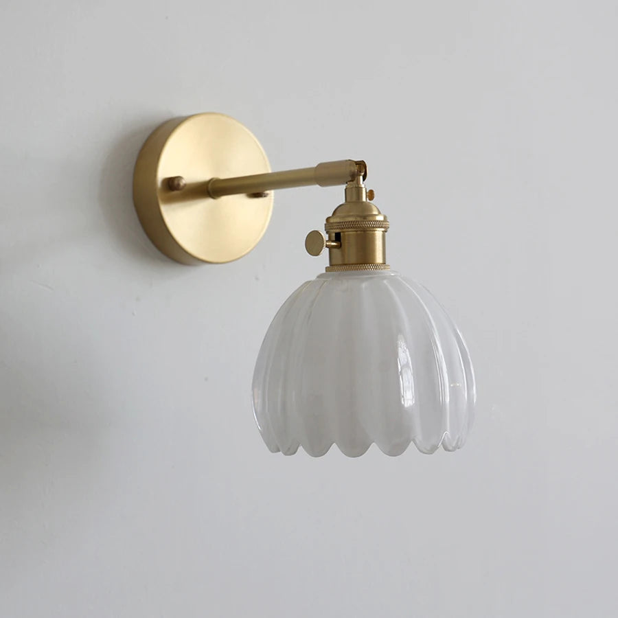 Retro Japanese style floral glass wall light - vue 5 sur 18