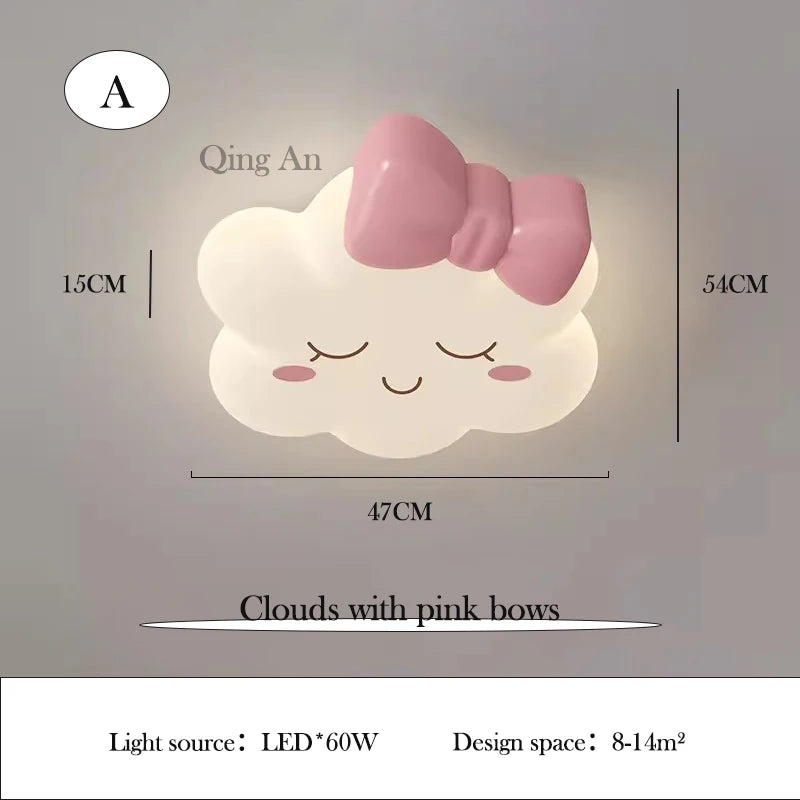 Pink cloud ceiling light for a romantic and cosy children's bedroom