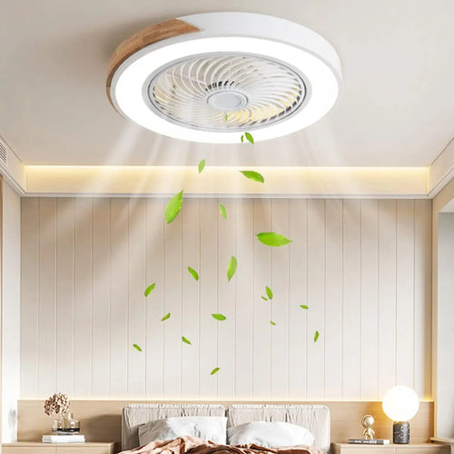Wooden ceiling light with remote control and variable 3-colour LED - vue 3 sur 12