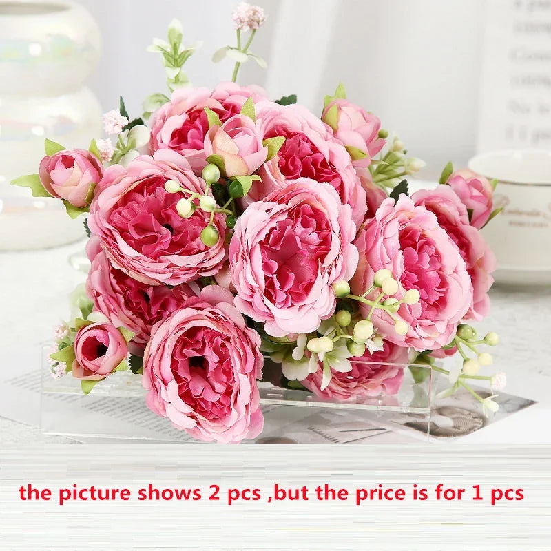 Artificial silk peonies for elegant and refined décor - vue 12 sur 15