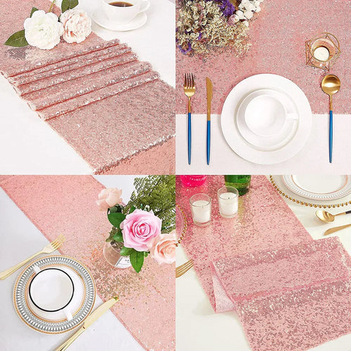 Gold, silver and pink sequin table runner - vue 4 sur 7