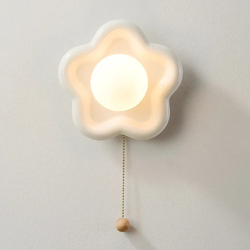Ceramic flower wall light for children's bedroom