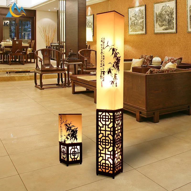 Modern simple solid wood LED floor lamp