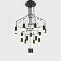Modern living room chandelier, kitchen, dining room, hallway, staircase, metallic wireflow hanging lamp, loft nordic pendant light