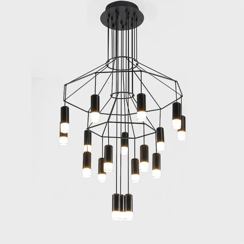 Modern living room chandelier, kitchen, dining room, hallway, staircase, metallic wireflow hanging lamp, loft nordic pendant light