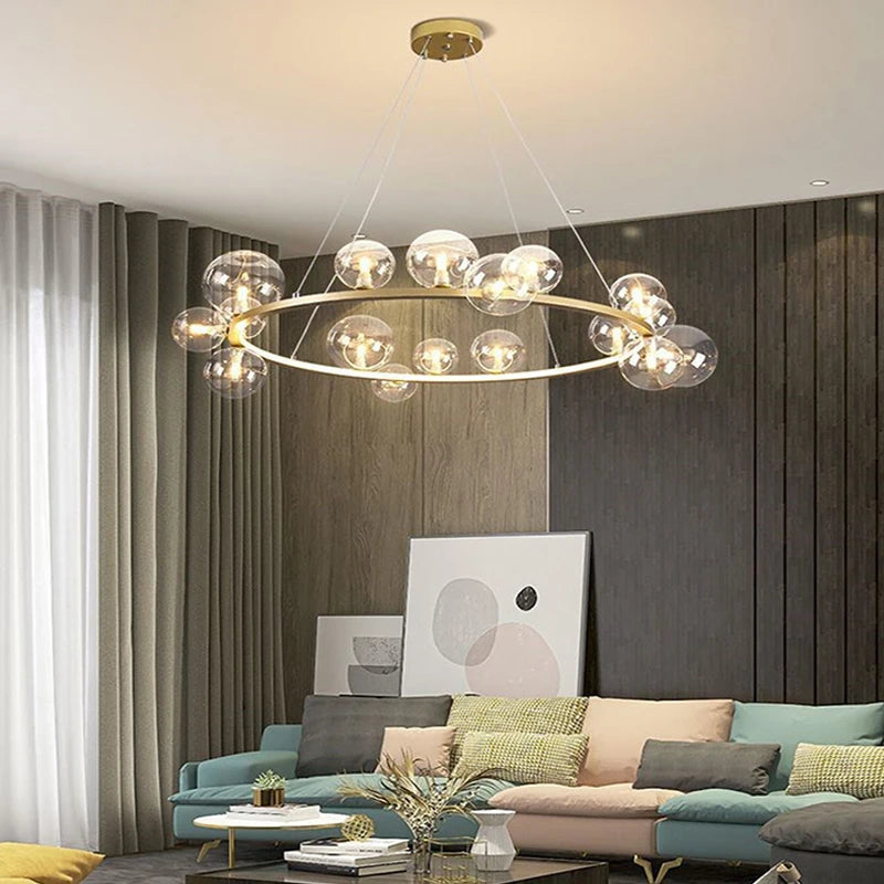 Modern glass chandelier with bubbles for elegant interiors - vue 4 sur 18