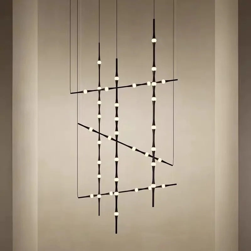 Nordic acrylic pendant light with bamboo design for indoor decoration
