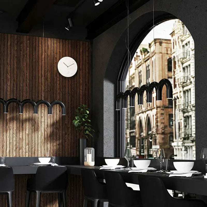 Modern minimalist LED chandelier for dining and kitchen tables - vue 5 sur 14