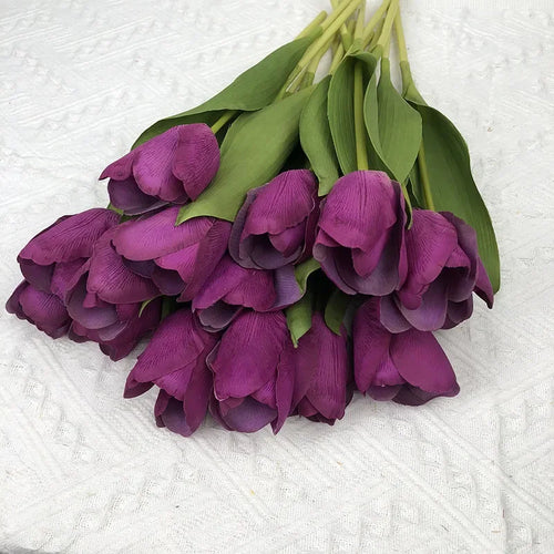 Set of 5 artificial tulips for realistic decoration - vue 6 sur 11