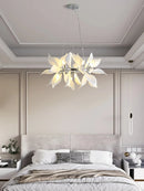 Square ceramic chandelier with hanging flower petals