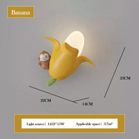 Creative banana, corn, and strawberry wall light for children's room