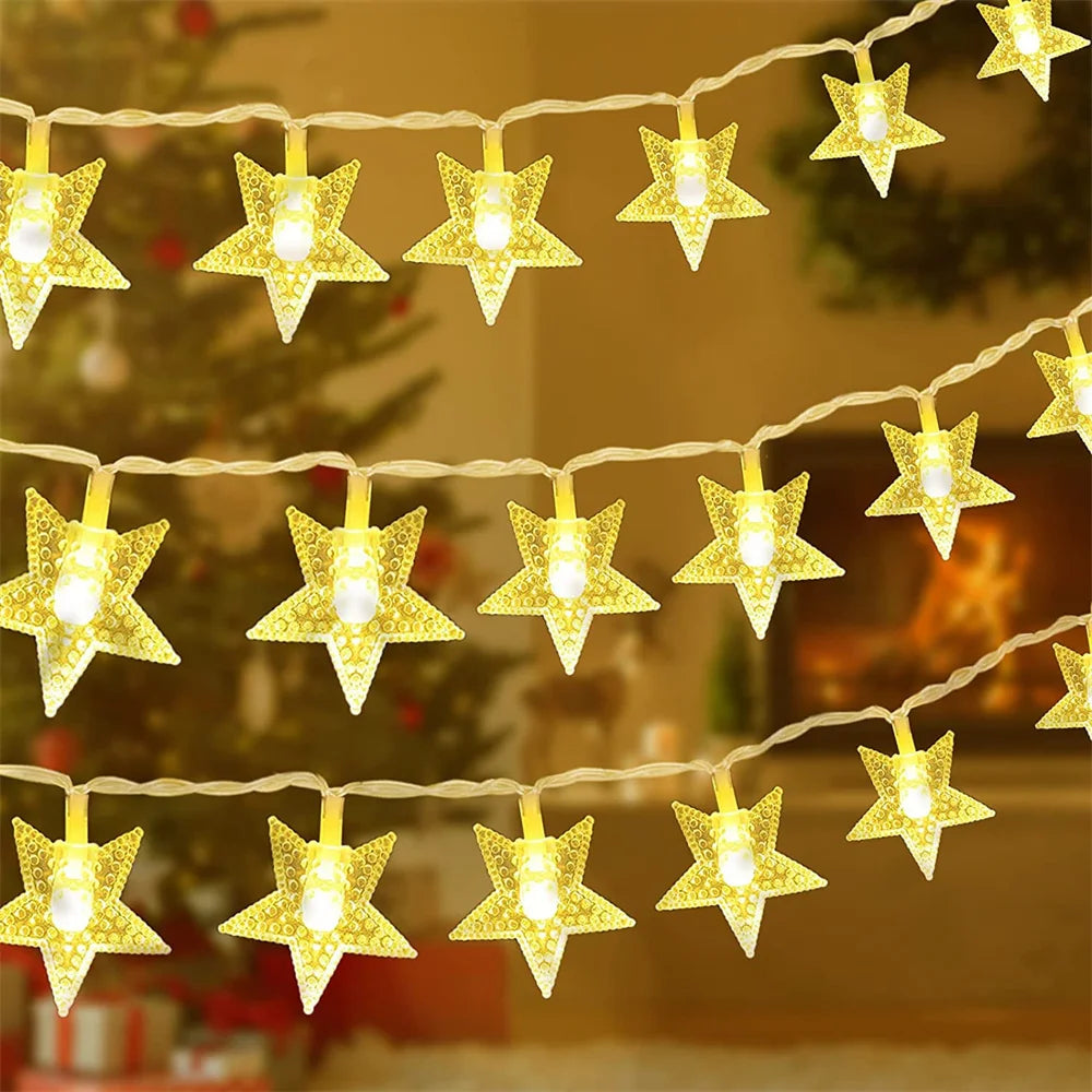 Fairy string lights with snowflake and star design for Christmas parties