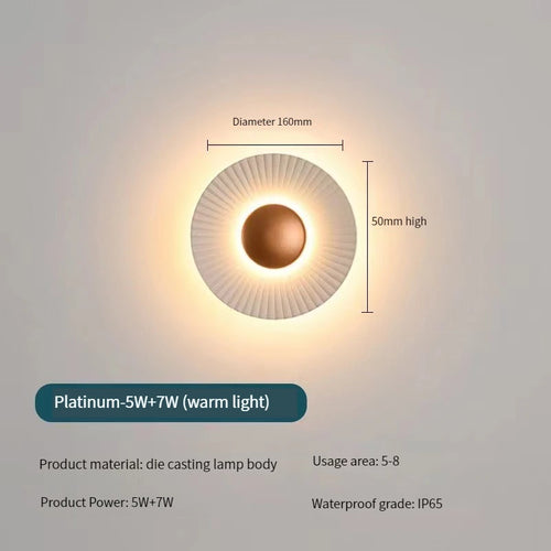 Modern disc-shaped LED wall light for hotel and restaurant - vue 10 sur 11
