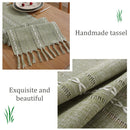 Boho cotton linen table runner with woven tassels