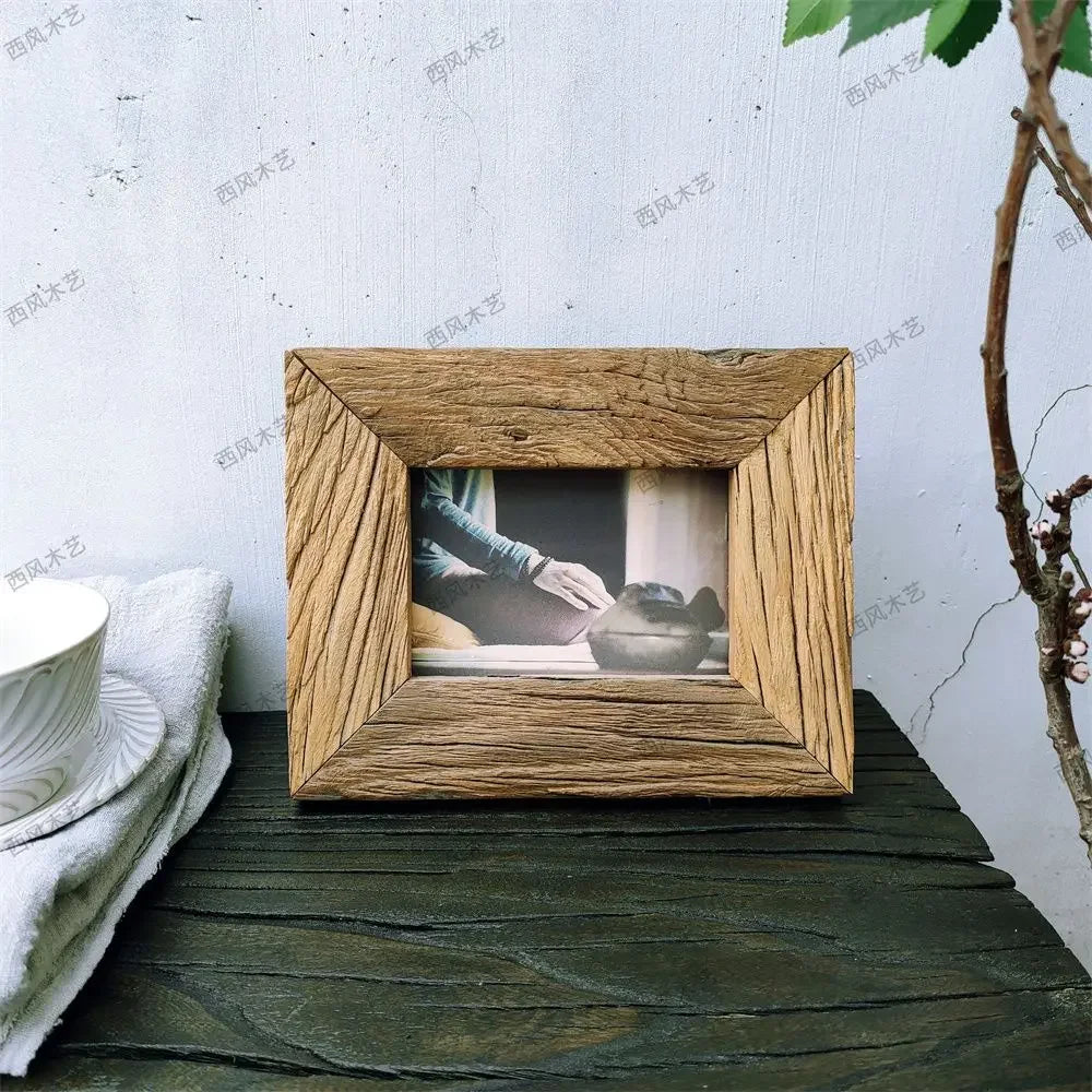 Vintage weathered solid wood photo frame - vue 5 sur 8