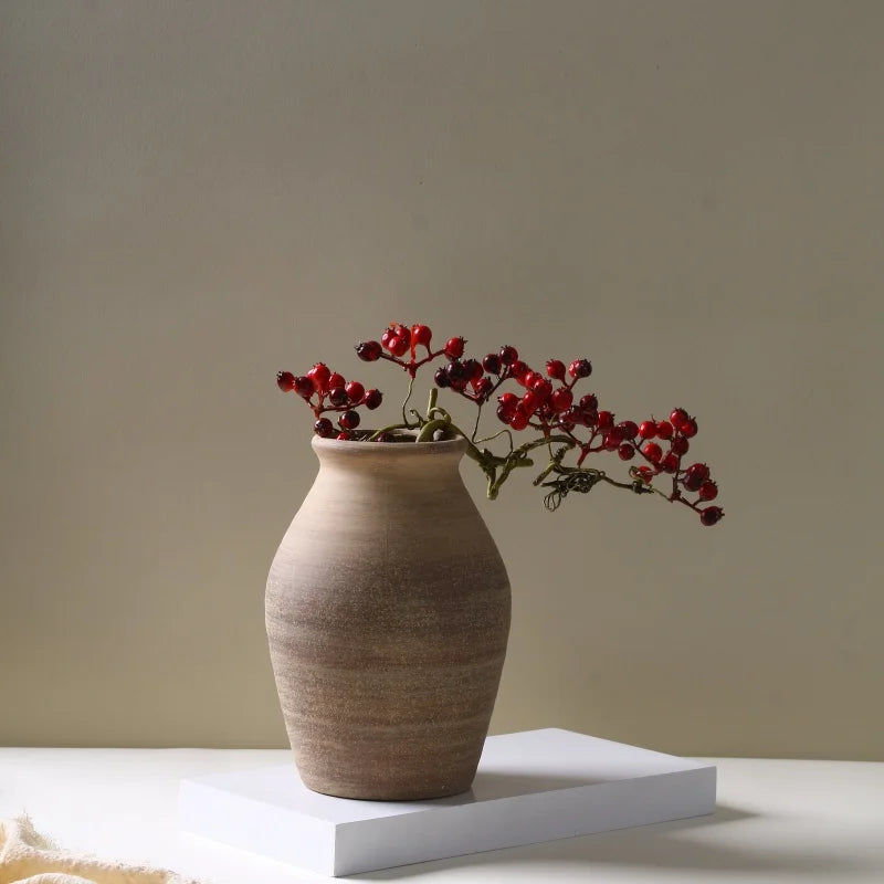 handmade retro ceramic vase for dried flower decoration
