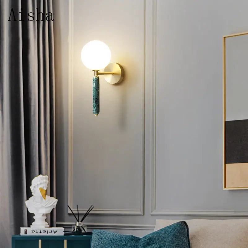 Modern artistic nordic copper and marble wall light - vue 3 sur 9