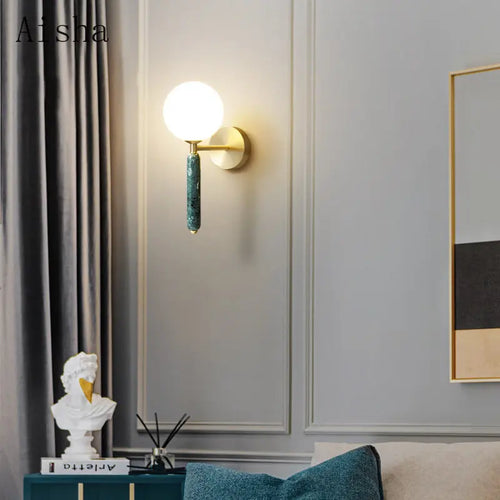 Modern nordic copper and marble wall light - vue 4 sur 9