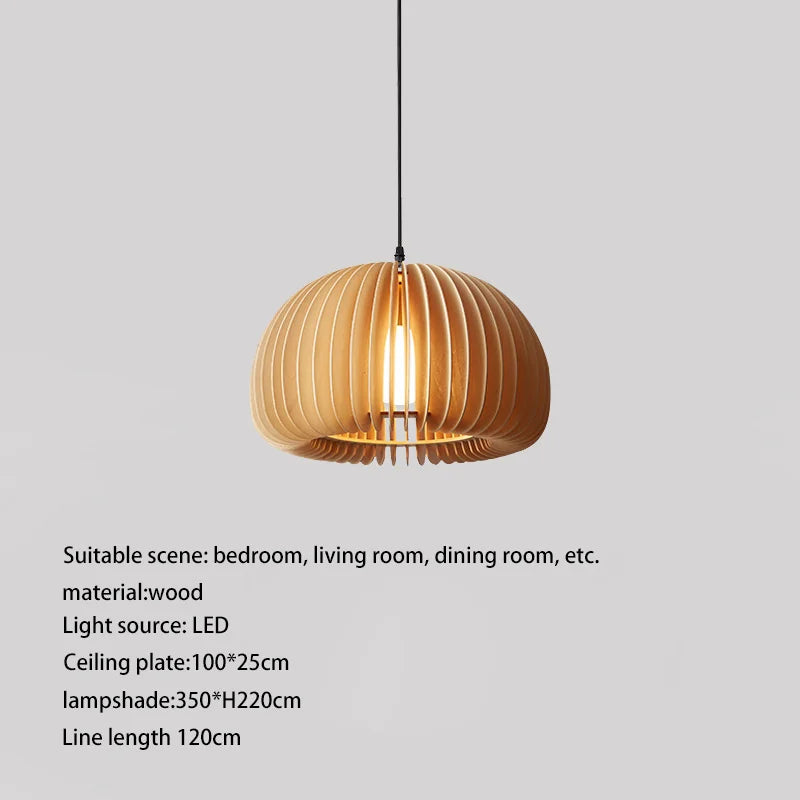 Retro wooden pendant light for kitchen island
