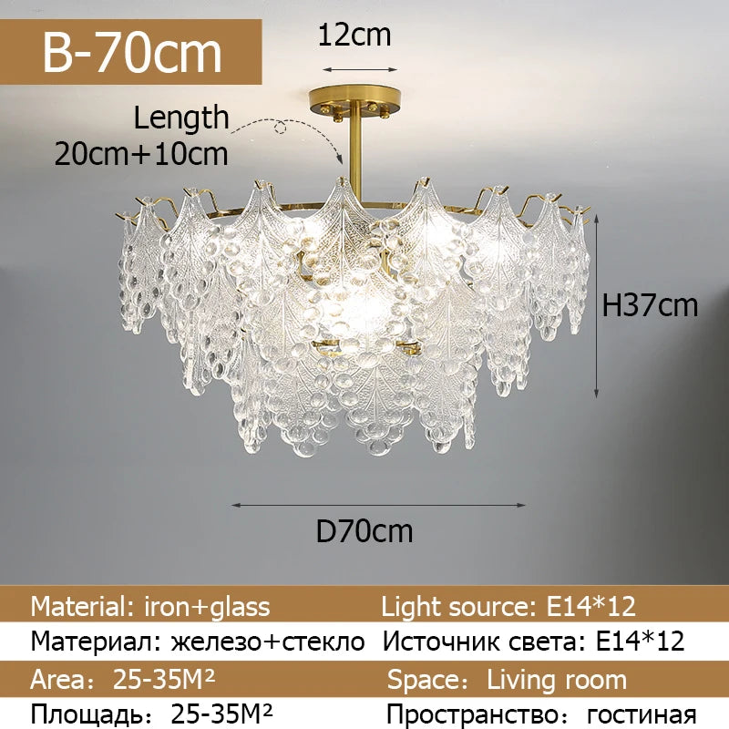 Modern glass chandelier with 2023 glass leaves droplet design pendant lighting