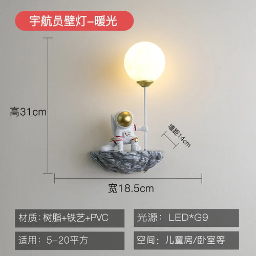 Cartoon astronaut wall lamp LED for children - vue 7 sur 13