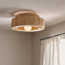 Retro rattan and straw ceiling light