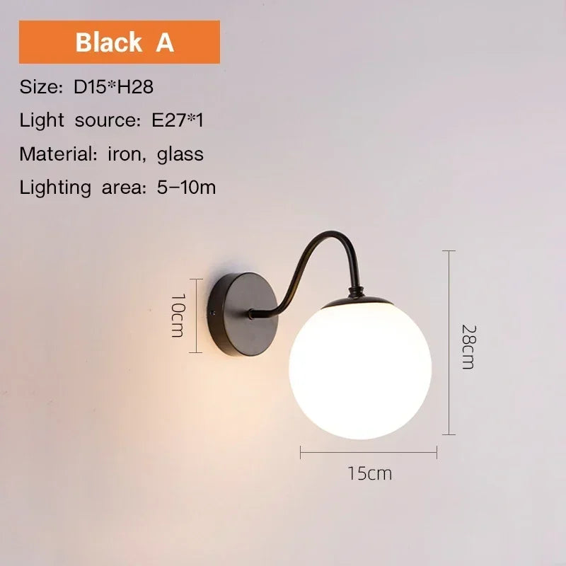 Modern glass wall lamp with elegant luminous globe