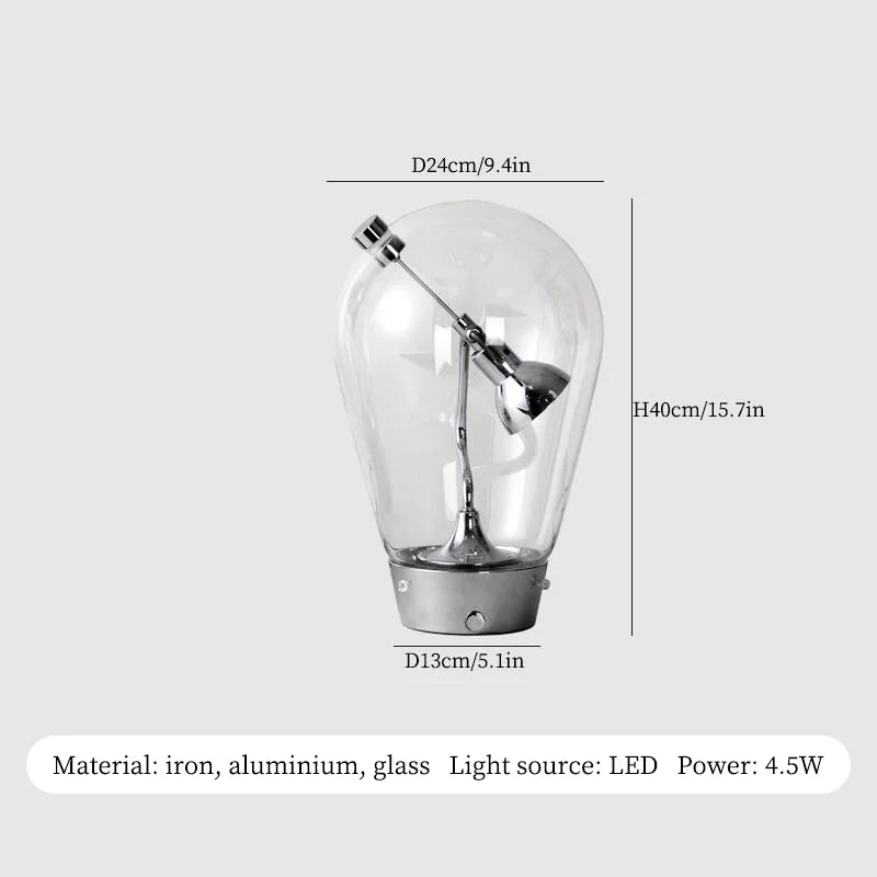 Vintage glass desk lamp with industrial touch control